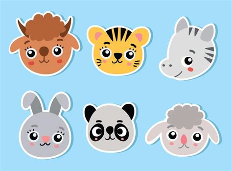 Cute Animal Face On Blue Vector Download Free Vectors