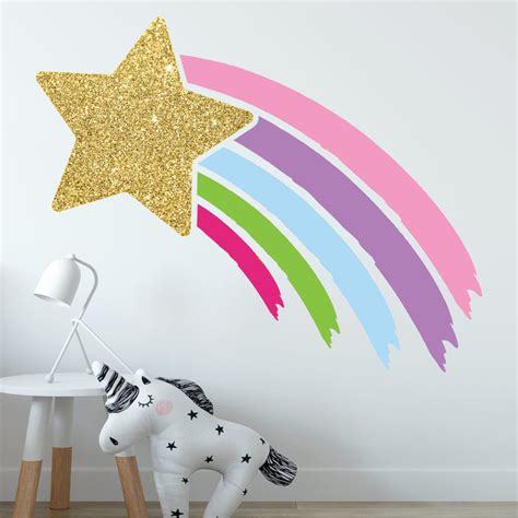 Rainbow Shooting Star Sparkly Glitter Wall Sticker