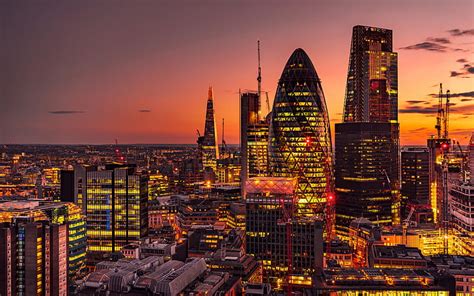 Hd Wallpaper Sunset England London Building Panorama Night City