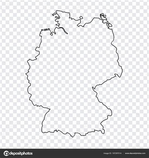 Blank Map Germany Thin Line Germany Map Transparent Background Stock