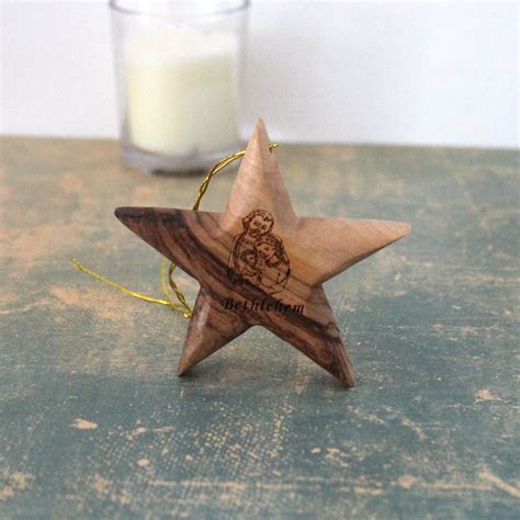 3d Olive Wood Star Ornaments For A Christmas Tree Ornament Made Of