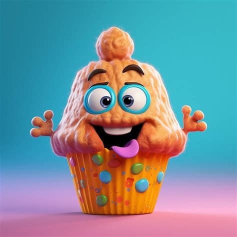 Premium AI Image Cute Cartoon Muffin Character 3D