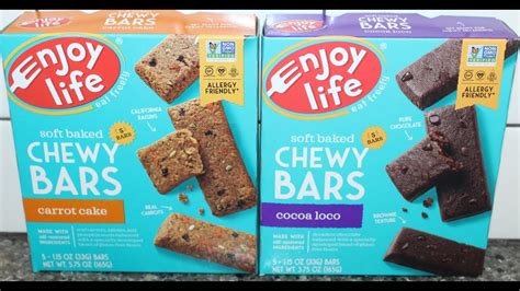 Enjoy Life Carrot Cake And Cocoa Loco Soft Baked Chewy Bars Review Youtube