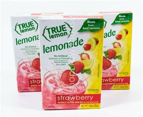 5 Boxes True Lemon Strawberry Lemonade Drink Mix 10 Packets In Each 50