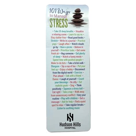 101 ways to manage stress bookmark positive promotions