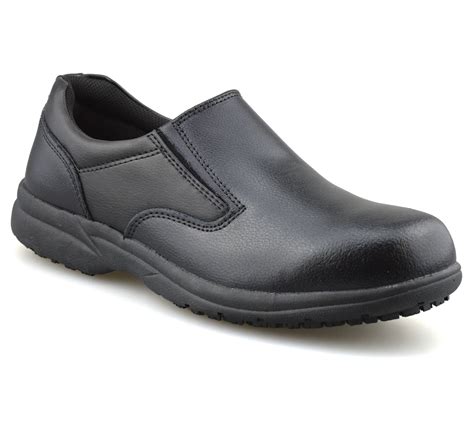 Mens Leather Slip On Wide Fit Memory Foam Casual Smart Walking Work