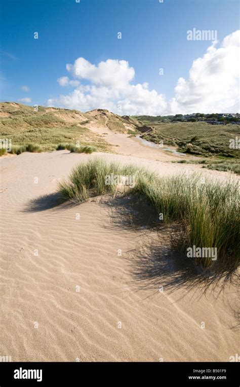 Sand Dune At Holywell Bay Cornwall England Stock Photo Alamy