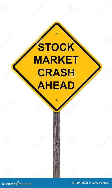 Stock Market Crash Ahead Caution Sign Royalty Free Stock Photos
