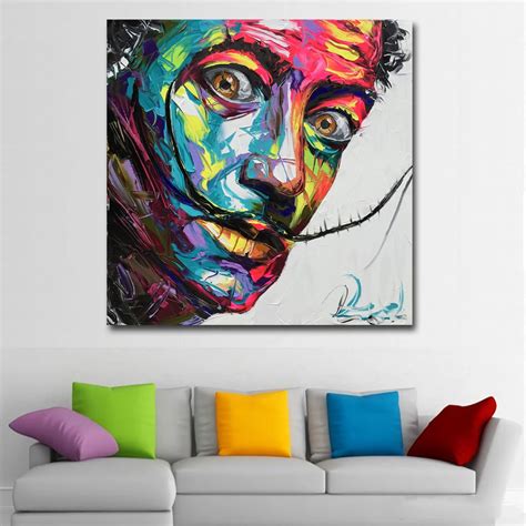 Abstract Art Prints Colorful Faces Salvador Dali Oil Painting Wall