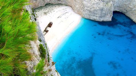 Beach Shipwreck Mountains Greece Landscape Sand Nature Navagio