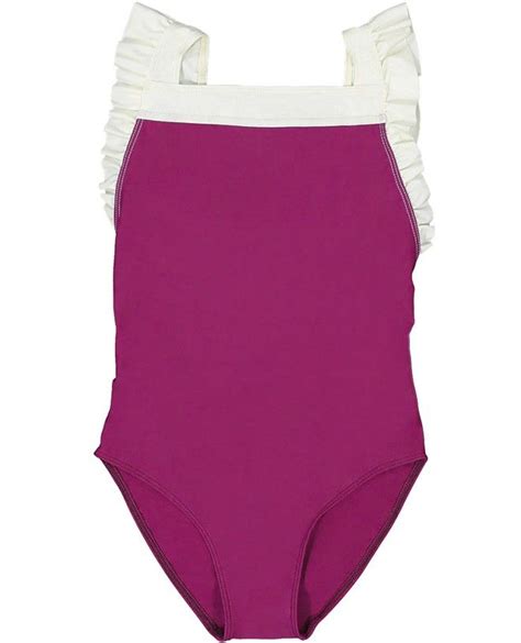 Sun Protective Swimsuit For Girls Lauren In Red Plum