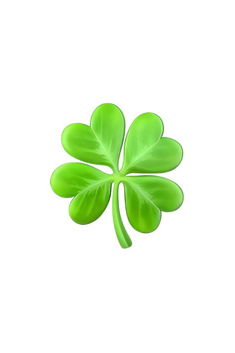 The Emoji Depicts A Green Four Leaf Clover With A Stem Each Leaf Is
