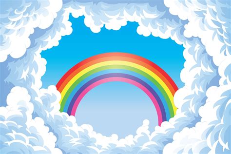 Rainbow In Clouds Print A Wallpaper