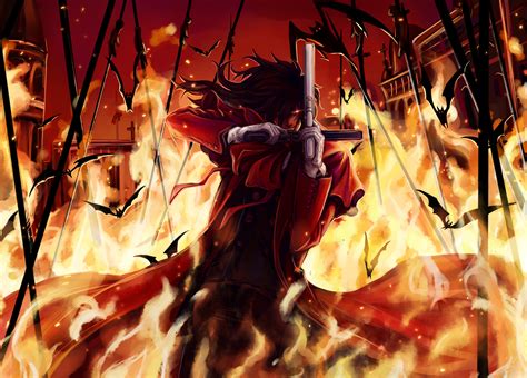 Hellsing Ultimate Alucard Fire Pistol Vampire Anime Anime Anime Boys