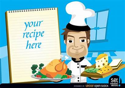 Chef Cartoon Recipe Vector Character Chicken Note