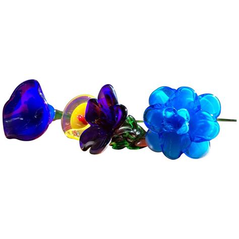 Mid Century Modern Murano Art Glass Flowers Floral Bouquet Of Four For Sale At 1stdibs