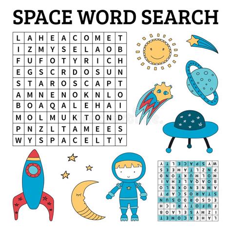 Space Word Search Game For Kids Stock Vector Illustration Of Space