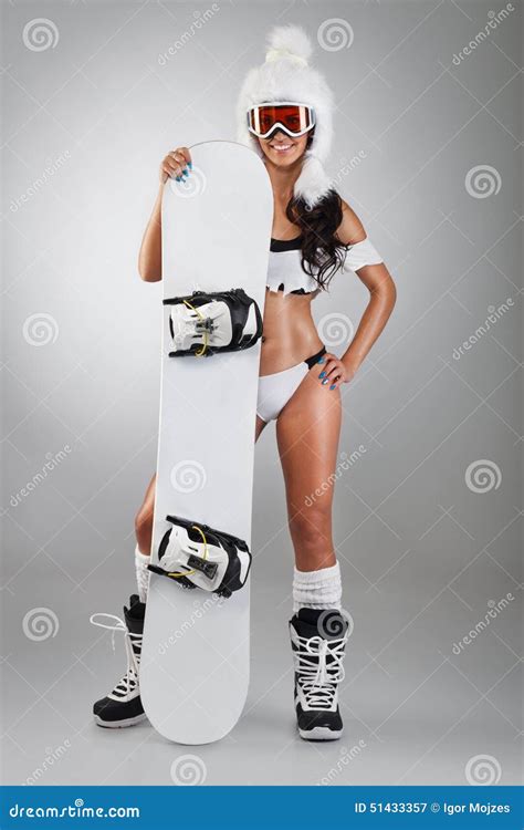 girl with snowboard stock image image of cheerful seduction 51433357