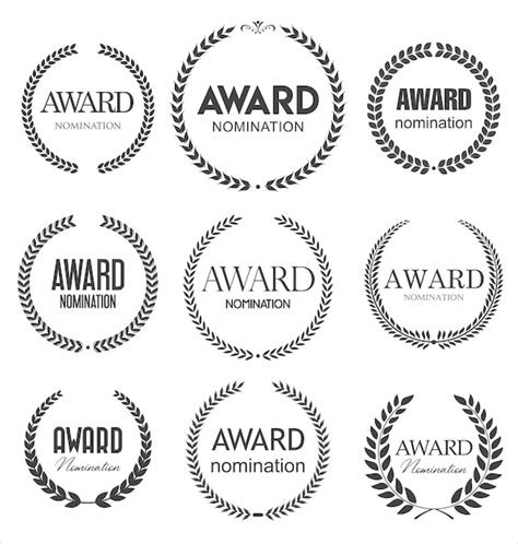 Premium Vector Collection Of Award Nomination Signs With Laurel Wreath
