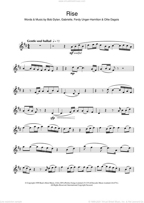 Rise Sheet Music For Alto Saxophone Solo Pdf