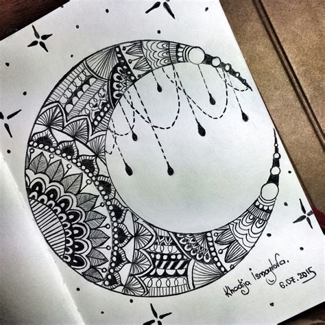 Moon Mandala Drawing Doodle Art Designs Zentangle Art