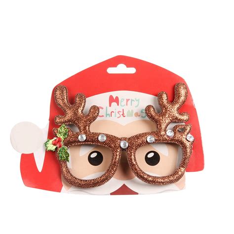 Yyeselk Christmas Glasses Glitter Holiday Party Glasses Frames Christmas Decoration Accessories