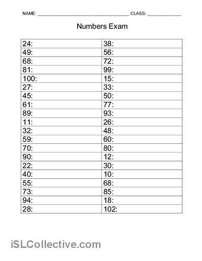 French Numbers 1 100 Printable Word Search Number Words