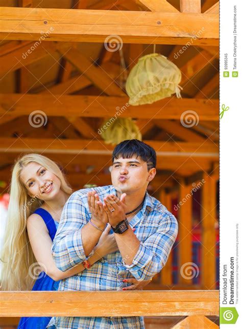 Happy Loving Couple Have Fun Portrait Of Beautiful Young