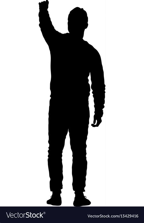 Black Silhouettes Man With Arm Raised Royalty Free Vector