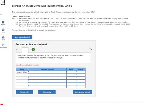 Solved 3 Exercise 44 Algo Compound Journal Entries Lo 4 2