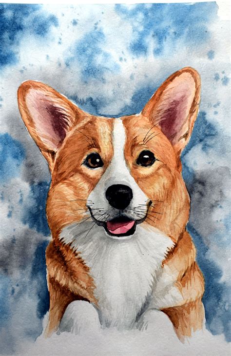 Custom Dog Сorgi Portrait Corgi Sympathy Tpet Painting To Order