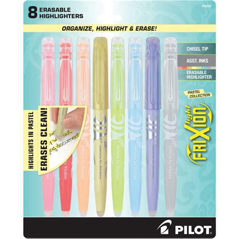 Frixion Pilot Light Pastel Erasable Highlighters Chisel Tip Assorted