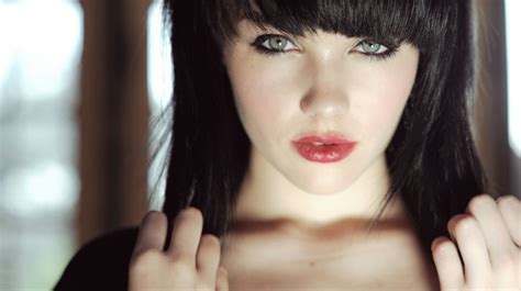 Black Hair Melissa Clarke Blue Eyes Lips Sensual Gaze Girl