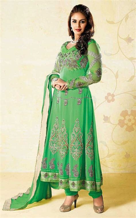 Bollywood Salwar Kameez Indian Salwar Kameez Suit Green Colour Faux Georgette Kurti Anarkali