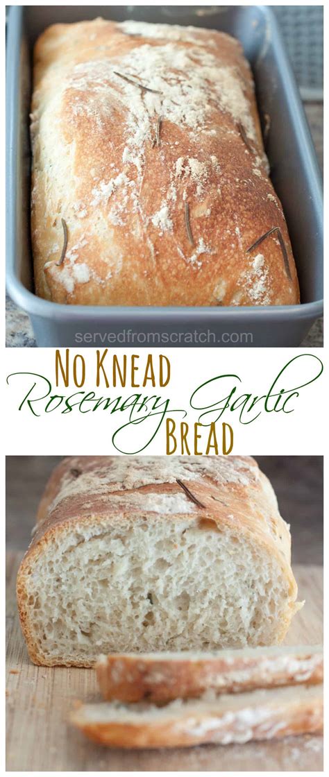 Spread a thick even layer of the garlic butter over the top of each piece of bread. No Knead Rosemary Garlic Bread - Served From Scratch