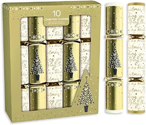 Box Of 10 Traditional 12 Festive Christmas Crackers Gold And Silver
