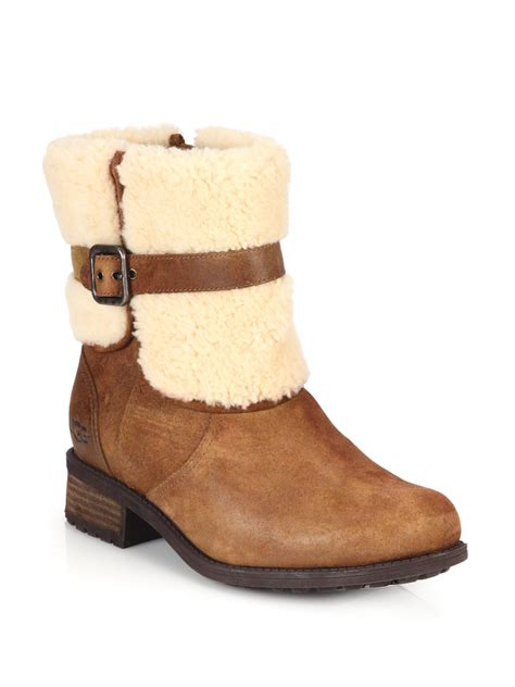 Lyst Ugg Blayre Ii Shearling Cuff Suede Boots In Brown