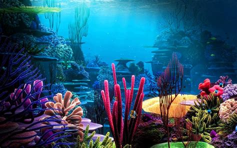 Download Wallpapers Coral Reef 3d Art Underwater World Fish