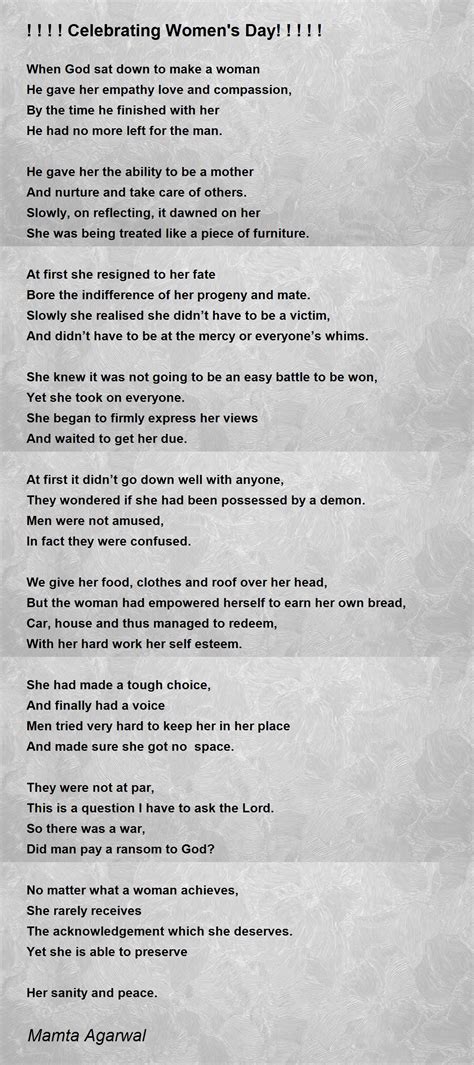 Celebrating Womens Day Poem By Mamta Agarwal Poem Hunter