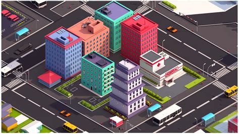 Low Poly City 3d Asset Created On Cinema 4d R17 Mesh Is 3 500 000