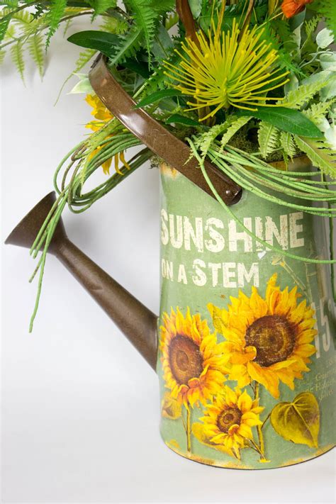 Sunflower Watering Can Sunflower Arrangement Fall Sunflower Etsy