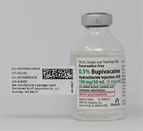 05 Bupivacaine Hydrochloride Injection Usp 150mg30ml 5mgml 30ml Vial