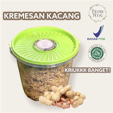 Jual Peyek Nyai Kremes Rempeyek Kacang Tanah Toples Liter Shopee Indonesia