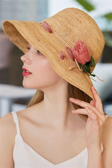 Stunning Handmade Silk Flower Embellished Woven Straw Hat For Women