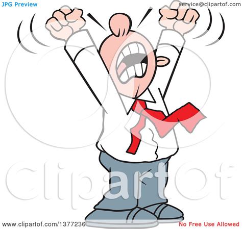 Clipart Of A Cartoon Angry White Business Man Yelling