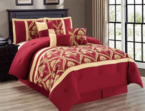 Gold queen comforter sets |. 7-Piece Perris Burgundy/Gold Comforter Set in 2020 ...