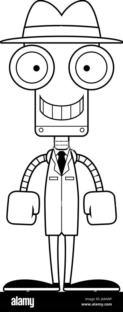 A Cartoon Detective Robot Smiling Stock Vector Image And Art Alamy