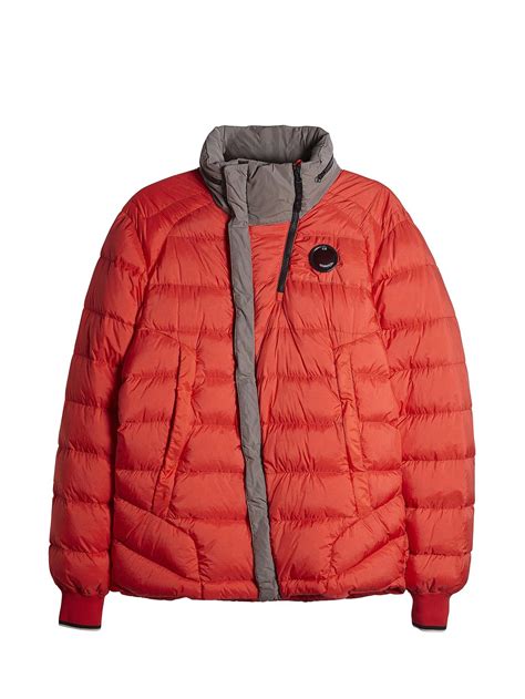 c p company dd shell hooded down jacket with lens in red man coat mont mens outerwear