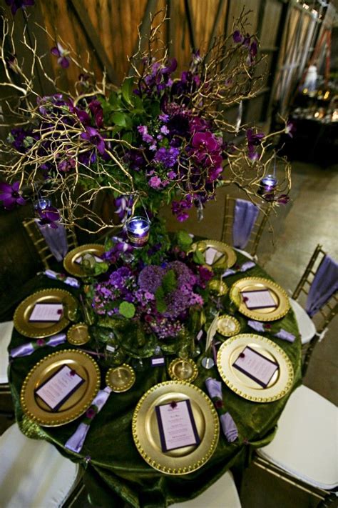 Different And Rich Mardi Gras Wedding Purple Wedding Gold Table Setting