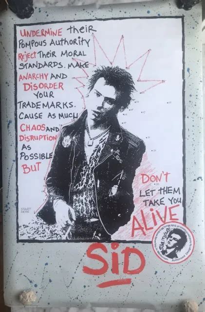 Vintage Sid Vicious Poster 1980s Rare Sex Pistols Punk Printed In